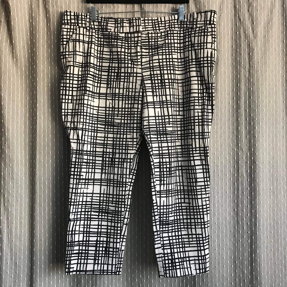 Ava & Viv Womens Black & White Sketch Ankle Pants Size 20W